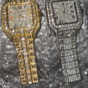 Gold and Silver Diamond-Encrusted Watches
